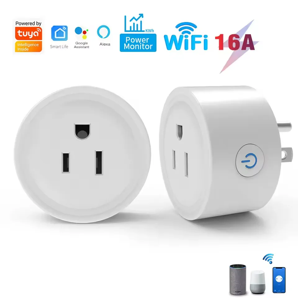 Enchufe inteligente con wifi de 10 A/16 A control remoto wifi de 2,4 GHz, control de temporizador con aplicación Tuya para electrodomésticos, compatible con Google Home y Alexa.